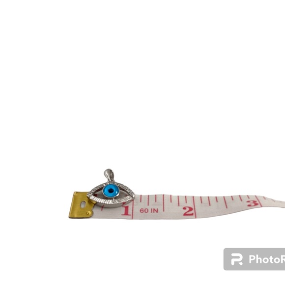 Sterling Silver Evil Eye Cubic Zirconia Pendant. Stamped 925 , Aprox 1 i… - Picture 5 of 5